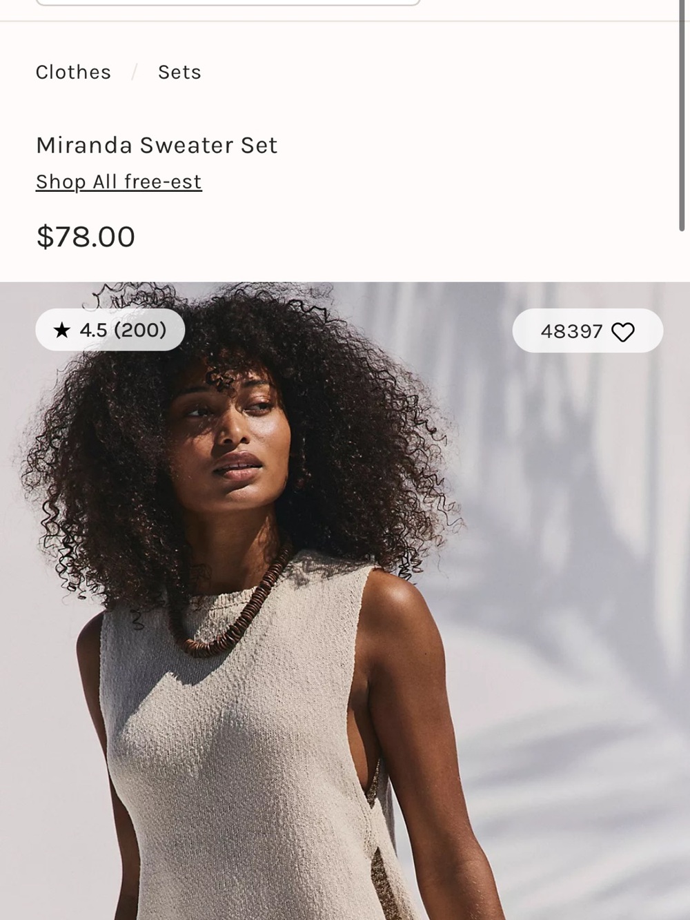 Free People Miranda Sleeveless Scoop-Neck Sweater in Cream